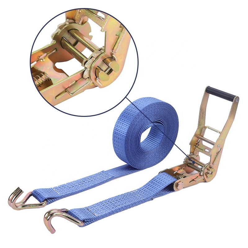 Factory Supply Quick release 2 inch double j hook strap cargo strap polyester cargo ratchet tie down