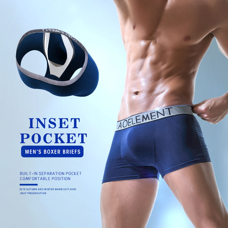 Custom logo mens boxer shorts factory wholesale mens underwear with ball pouch penis elastic mens underwear with ball pouch