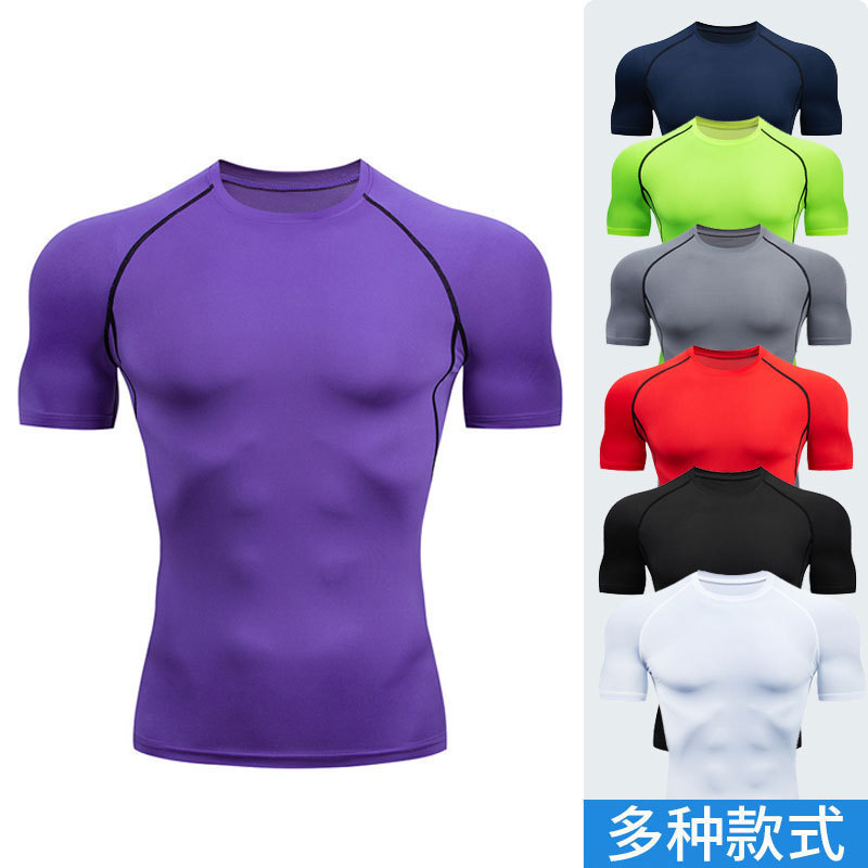 New design adult tshirt Custom breathable running sports short sleeve quick dry muscle gym fitness sport men compression t shirt