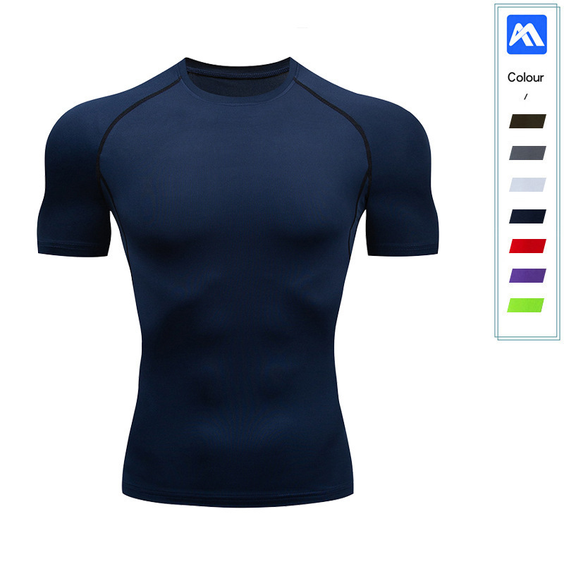 New design adult tshirt Custom breathable running sports short sleeve quick dry muscle gym fitness sport men compression t shirt