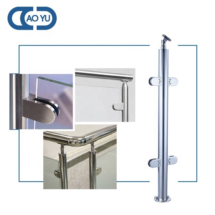 Stainless steel 304 balcony glass stanchion factory outlet balustrade stair handrail glass hardware