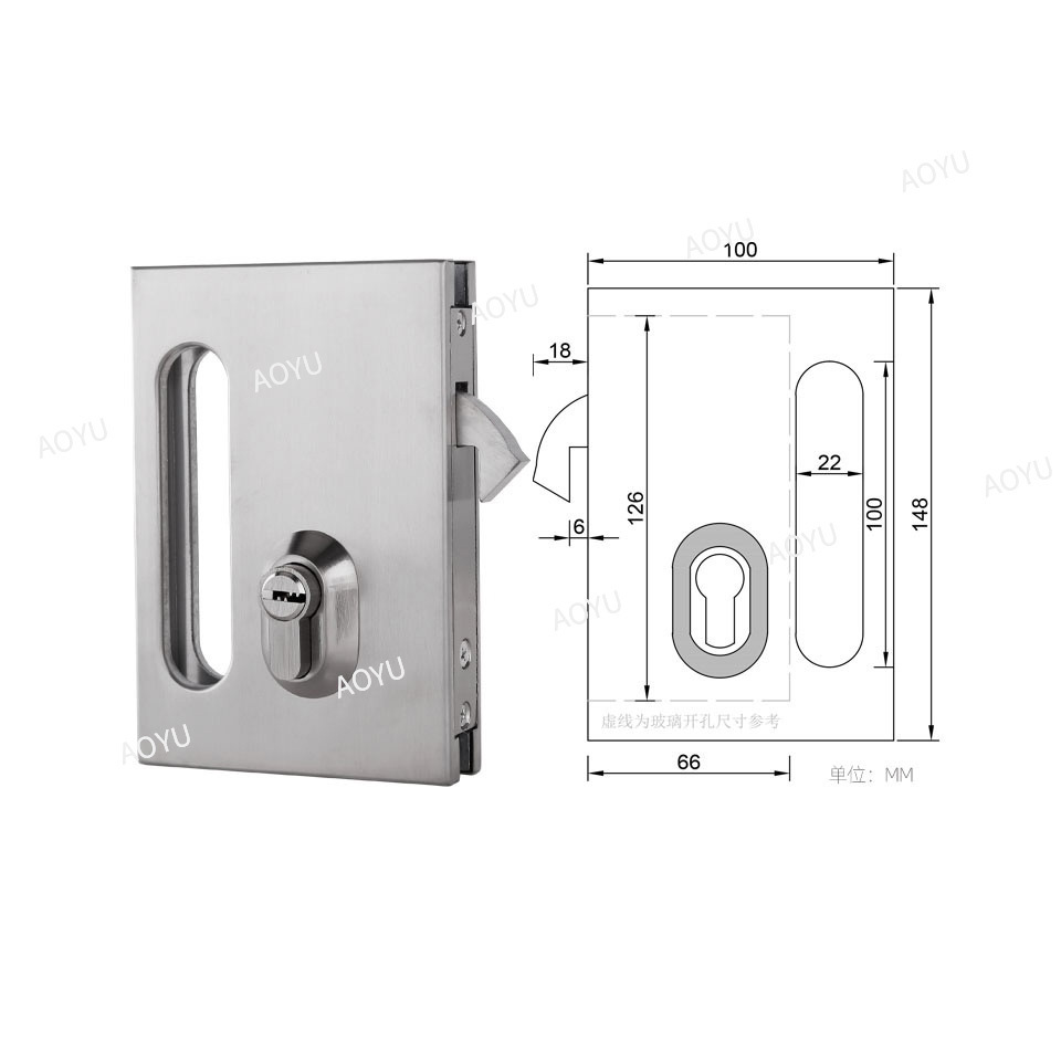 Stainless steel double side sliding glass door  swing tempered handle locks for glass doors with cylinder