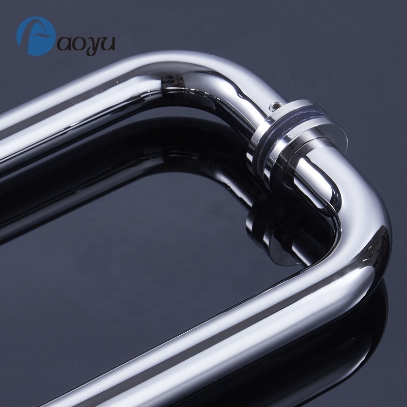 Model Stainless steel double sided shower room pull handles with office lock building bathroom glass door handle