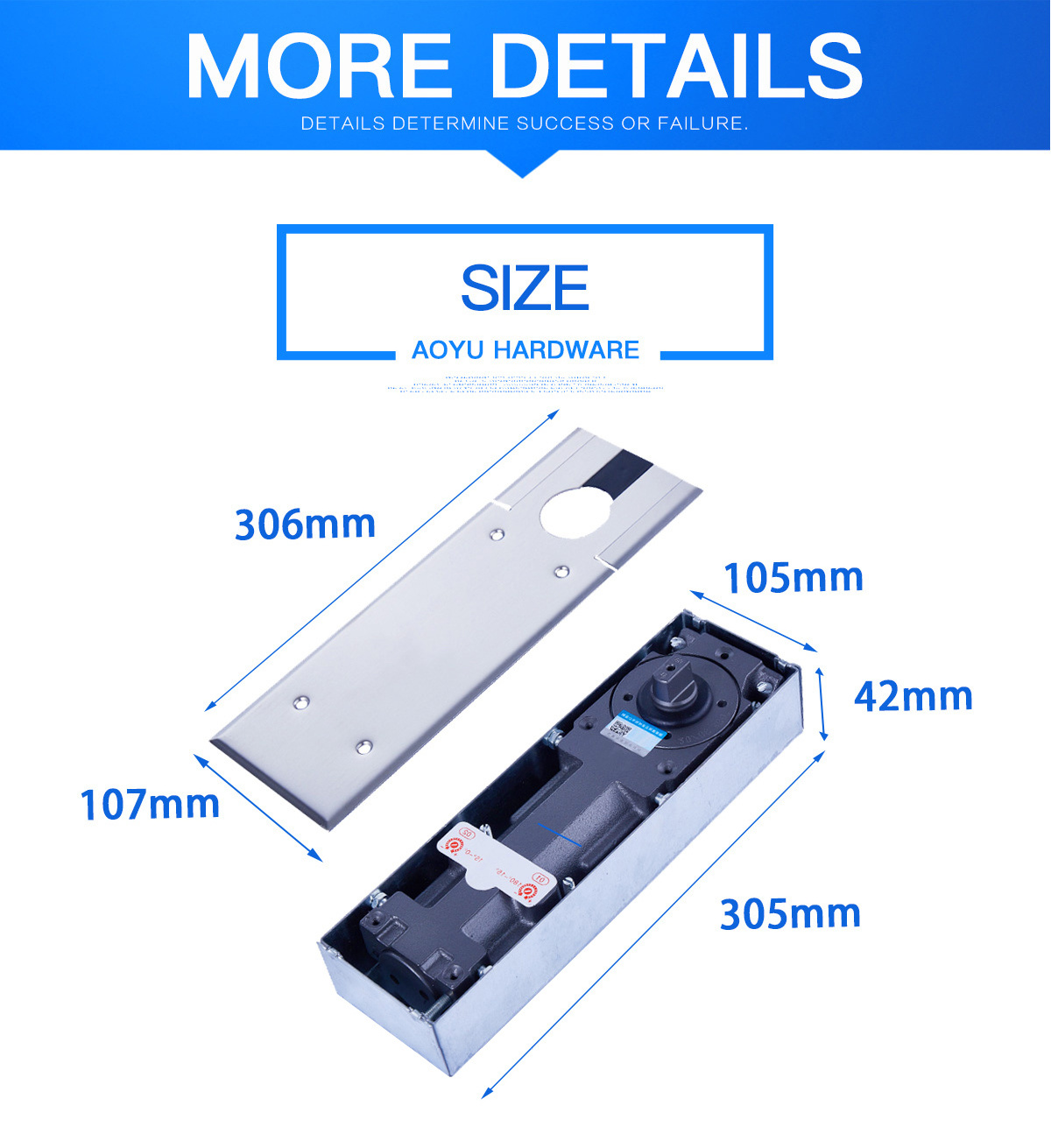 Two Speed Adjusted 120KG Floor Hinge double cylinder hydraulic speedy floor spring bearing concealed door closer