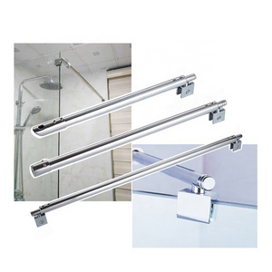 Round Tube Shower Glass Door Support Bar Adjustable Stainless Steel 304 Shower Support Bar Glass Shower Door Support Bar