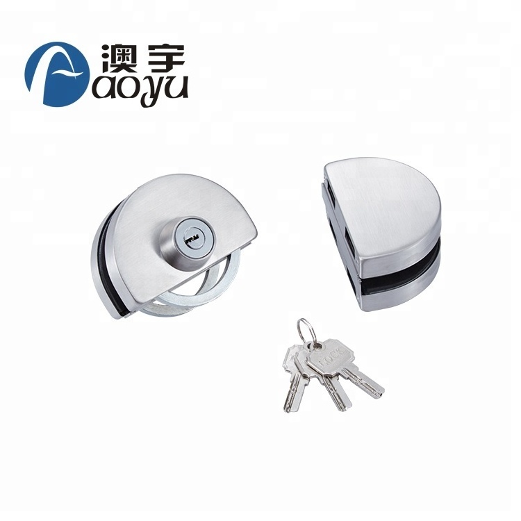 Sliding glass door lock 304 stainless steel handle door lock sliding set cylinder tempered glass slide lock