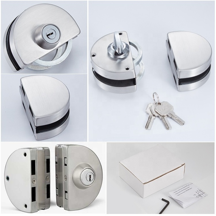 Sliding glass door lock 304 stainless steel handle door lock sliding set cylinder tempered glass slide lock