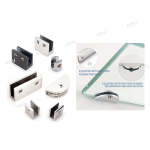 316 stainless steel 90 degree corner square rimless 6mm glass clamp brass pivot screen glass connector clamp