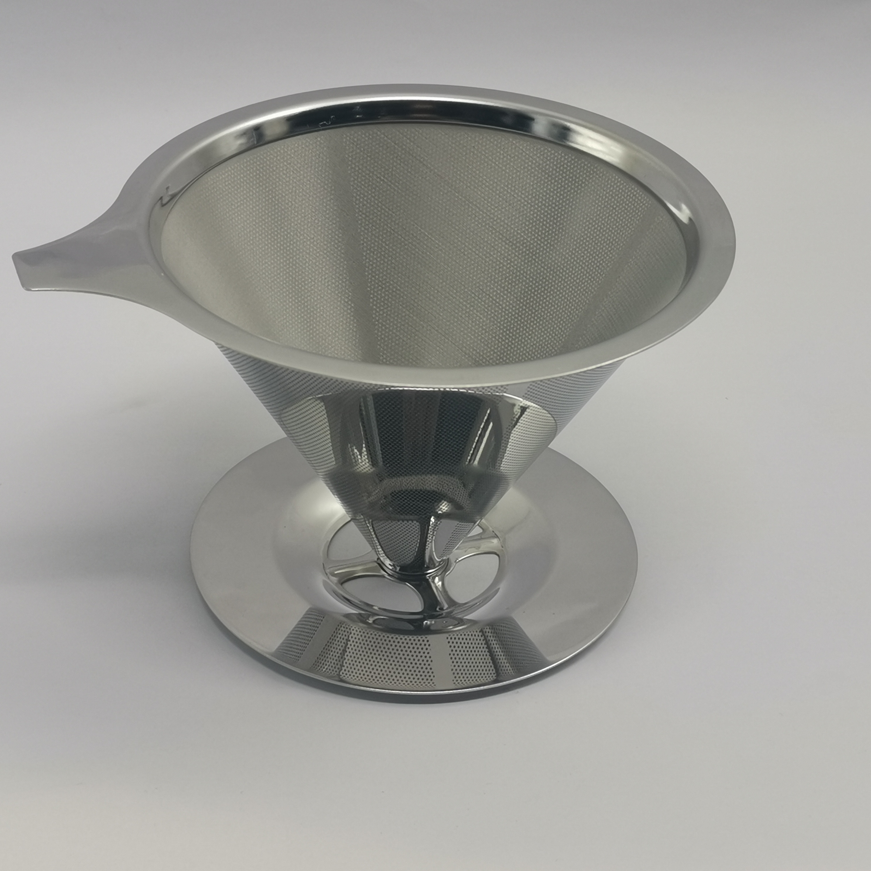 High Quality 304 Pour Over washable Stainless Steel cone Coffee Filter Dripper