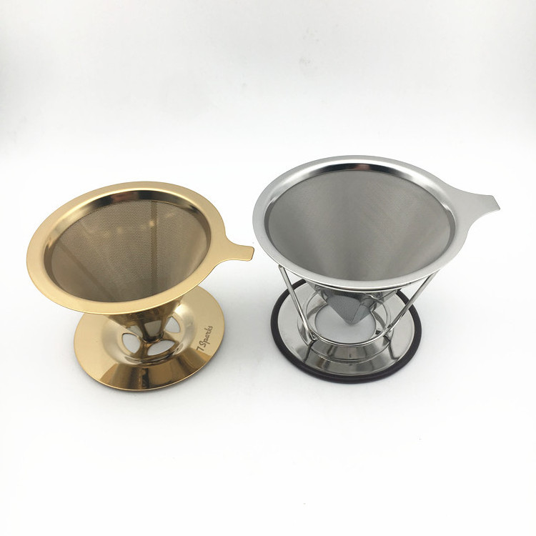 Reusable 304 stainless steel/titanium coated drip coffee pour over filter