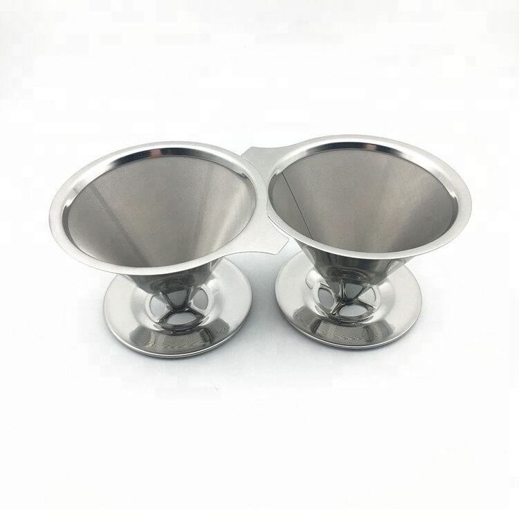 Reusable 304 stainless steel/titanium coated drip coffee pour over filter