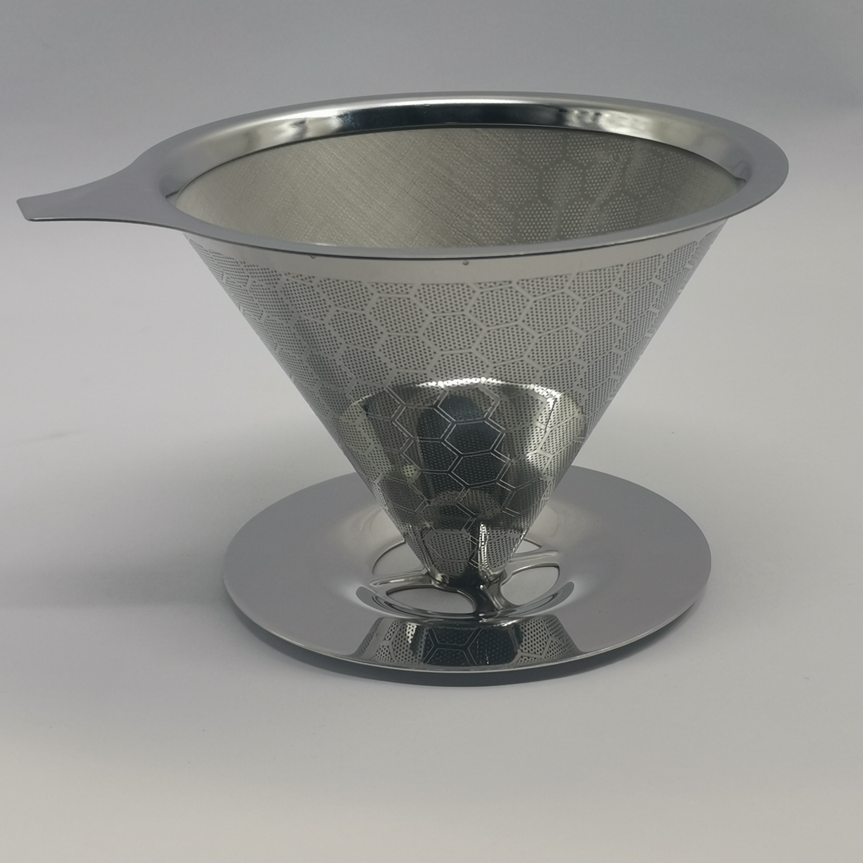 High Quality 304 Pour Over washable Stainless Steel cone Coffee Filter Dripper