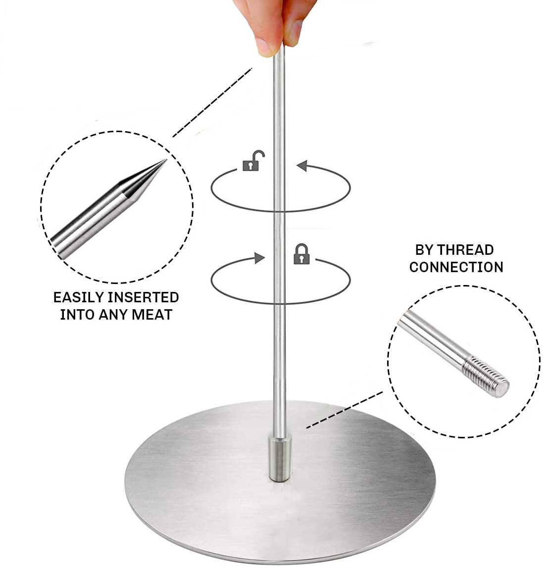 Brazilian Barbecue Skewer Stand Stainless Steel Removable Grilling Rack Meat Spit vertical skewer