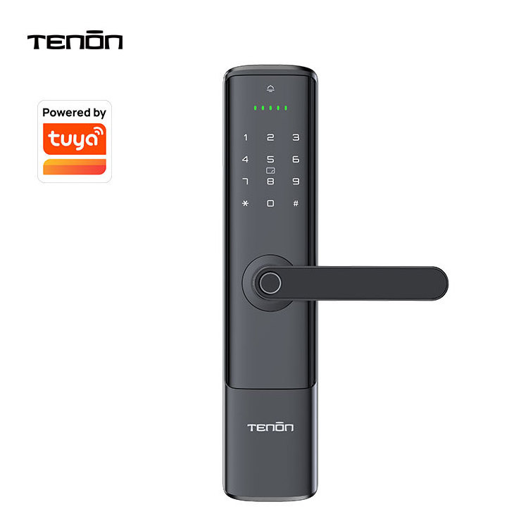 Tenon Home Electronic Smart Keyless Digital Password Biometric Door Handle Intelligent Tuya Smart Lock Outdoor Fingerprint