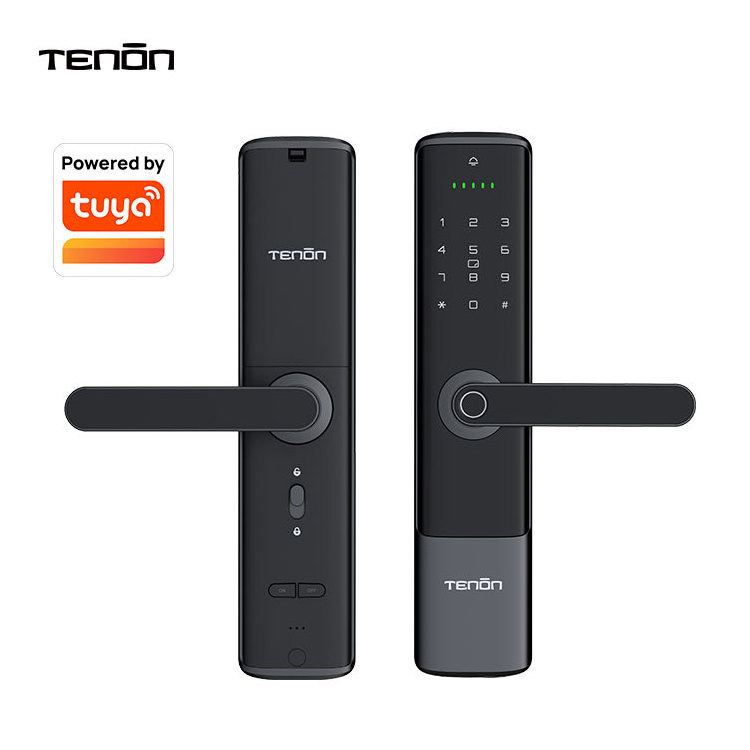 Tenon Home Electronic Smart Keyless Digital Password Biometric Door Handle Intelligent Tuya Smart Lock Outdoor Fingerprint