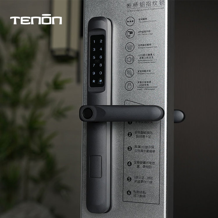 New Intelligent Electric Smart Fingerprint Door Handle Lock Waterproof Tuya Digital Keyless Password Slim Aluminum Door Lo