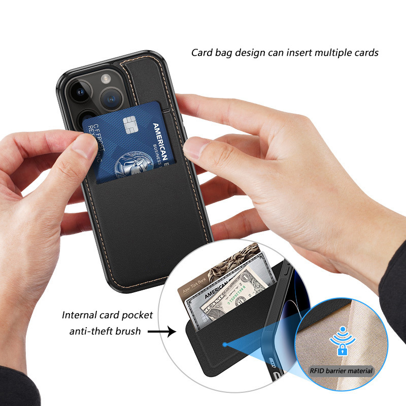 For iPhone 15 14 13 Pro Max Plus Magnetic attraction pluggable card anti-fall mobile phone protective case shell cover