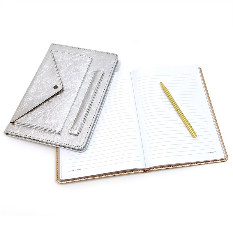 With Pocket And Gold Spine A5 Business Notebook and Dairy Travel Dairy Pen Holder Leather Notebook