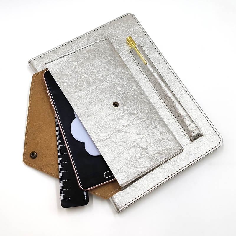 With Pocket And Gold Spine A5 Business Notebook and Dairy Travel Dairy Pen Holder Leather Notebook