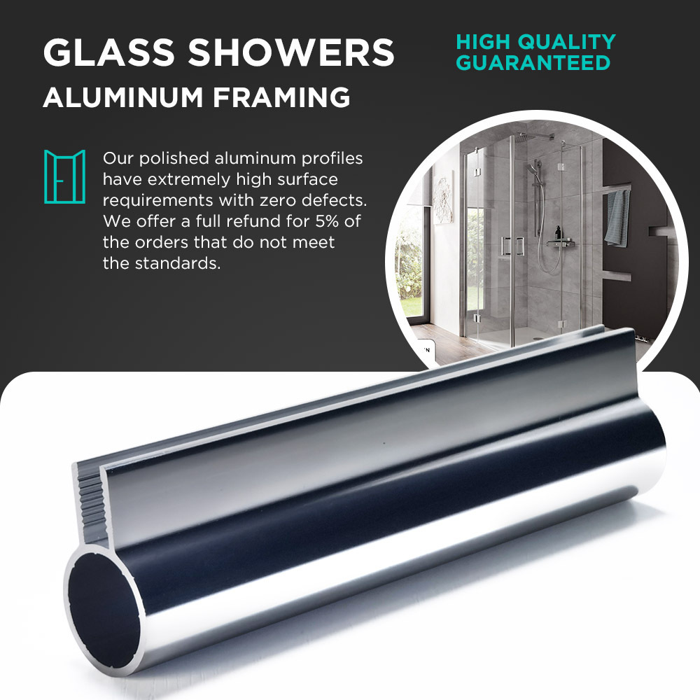 Bathroom Strong and Reliable Components 500 Brightness Polishing Aluminum Profiles for Durable Shower Enclosures