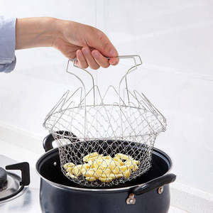 Stainless steel wire mesh basket net colander deep fryer basket for home/food shop use