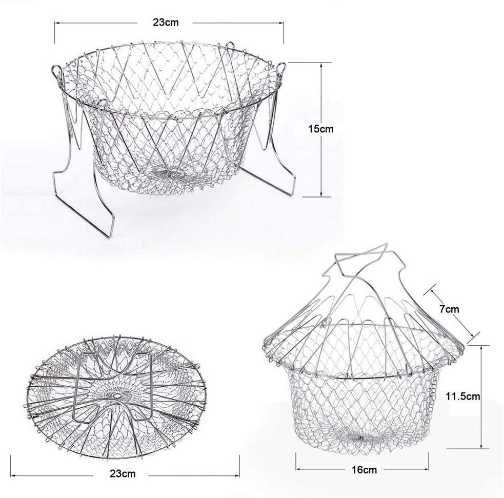 Stainless steel wire mesh basket net colander deep fryer basket for home/food shop use