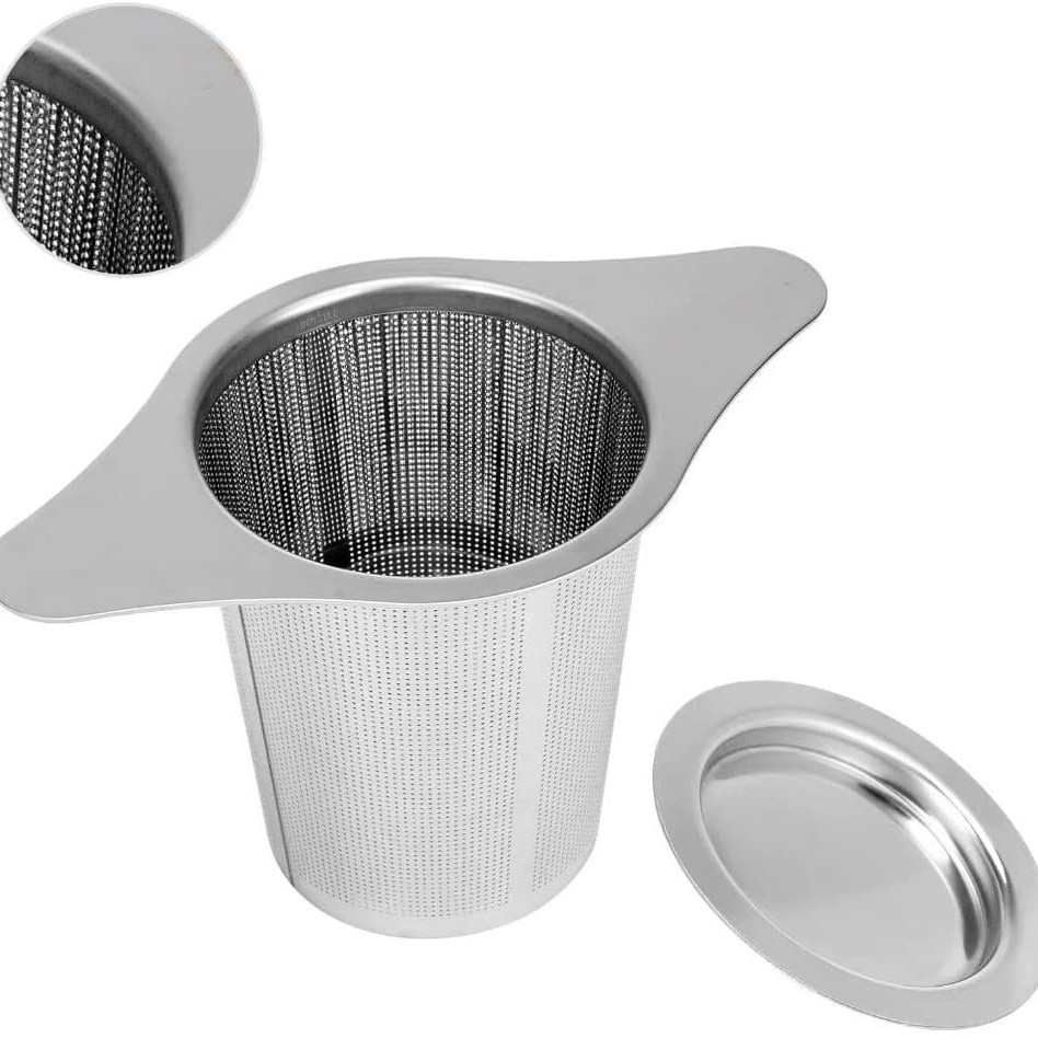 High quality stainless steel tea strainer basket shape tea infuser tea maker with multi-colored silicone handle