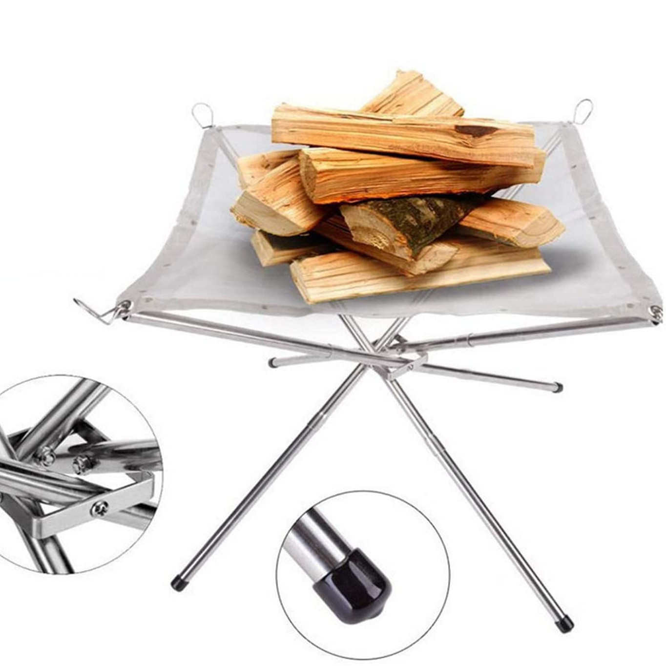 22 Inch collapsing stainless steel mesh fire pit in stock