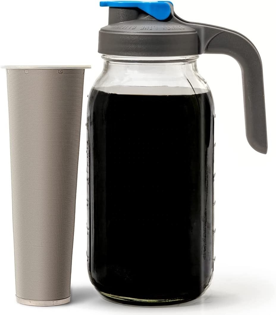 Home Cold Brew Coffee Tea Maker 1 - 2 Quart Stainless Steel Mesh Coffee Reusable Filter