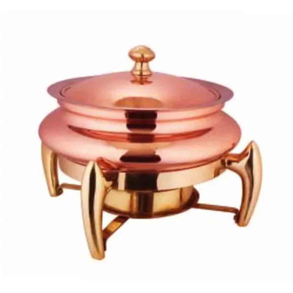 Copper Chafing Dish With Brass Stand  Hot Selling and High Quality Buffet Set Food Warmer Set with Lid and Openwork Fuel Holders