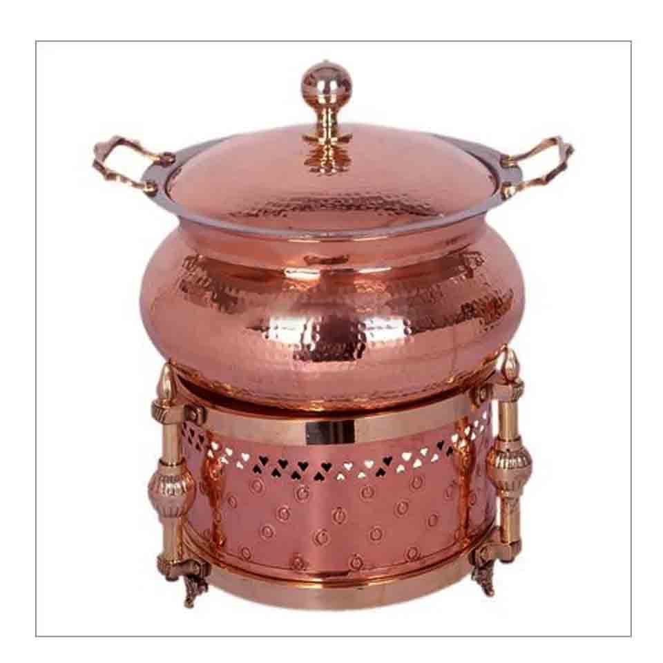 Copper Chafing Dish With Brass Stand  Hot Selling and High Quality Buffet Set Food Warmer Set with Lid and Openwork Fuel Holders