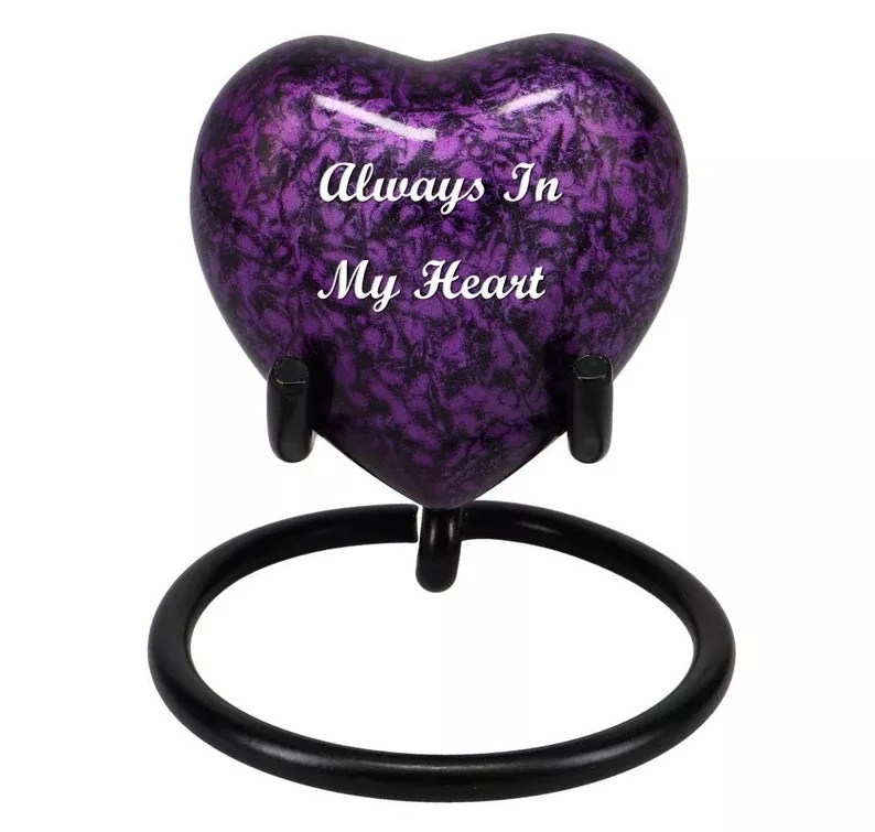 Coffin casket Heart shaped wholesale cremation urns funeral urns with velvet box