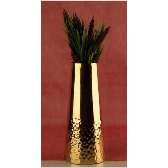 hot selling home decor metal gold hammered base flower vase for tabletop centerpiece decorative flower pot home accessories