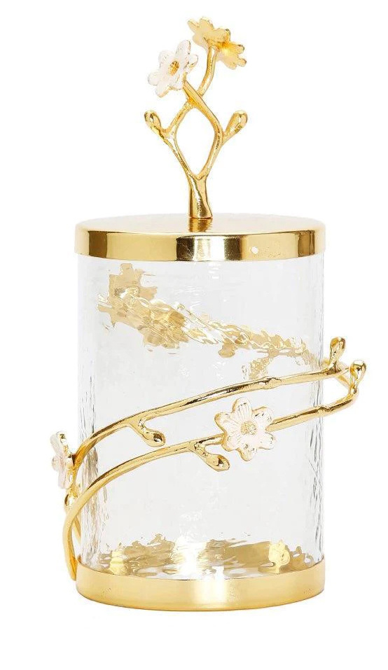 luxury design glass with decorative brass  canisters for kitchen home decor