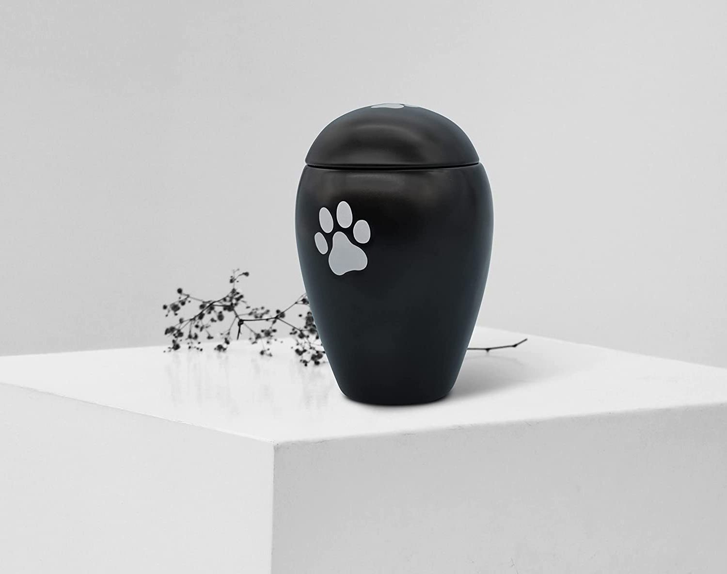 Graceful cat & dog urn for ashes with paw print pet urn made ceramics for dogs and cats 7