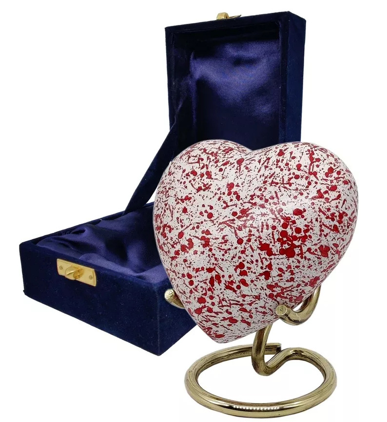 Coffin casket Heart shaped wholesale cremation urns funeral urns with velvet box