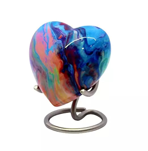 Multi color Custom design Keepsake Heart Cremation Urn Manufacturer High Quality Funeral supplies Casket coffins