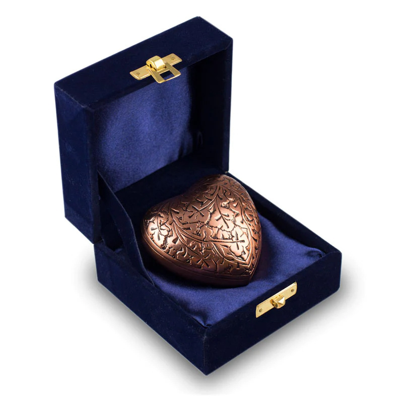 Cheap price Custom design Keepsake Heart with velvet box Cremation Urn High Quality Funeral supplies Casket coffins