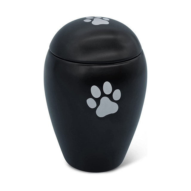 Graceful cat & dog urn for ashes with paw print pet urn made ceramics for dogs and cats 7