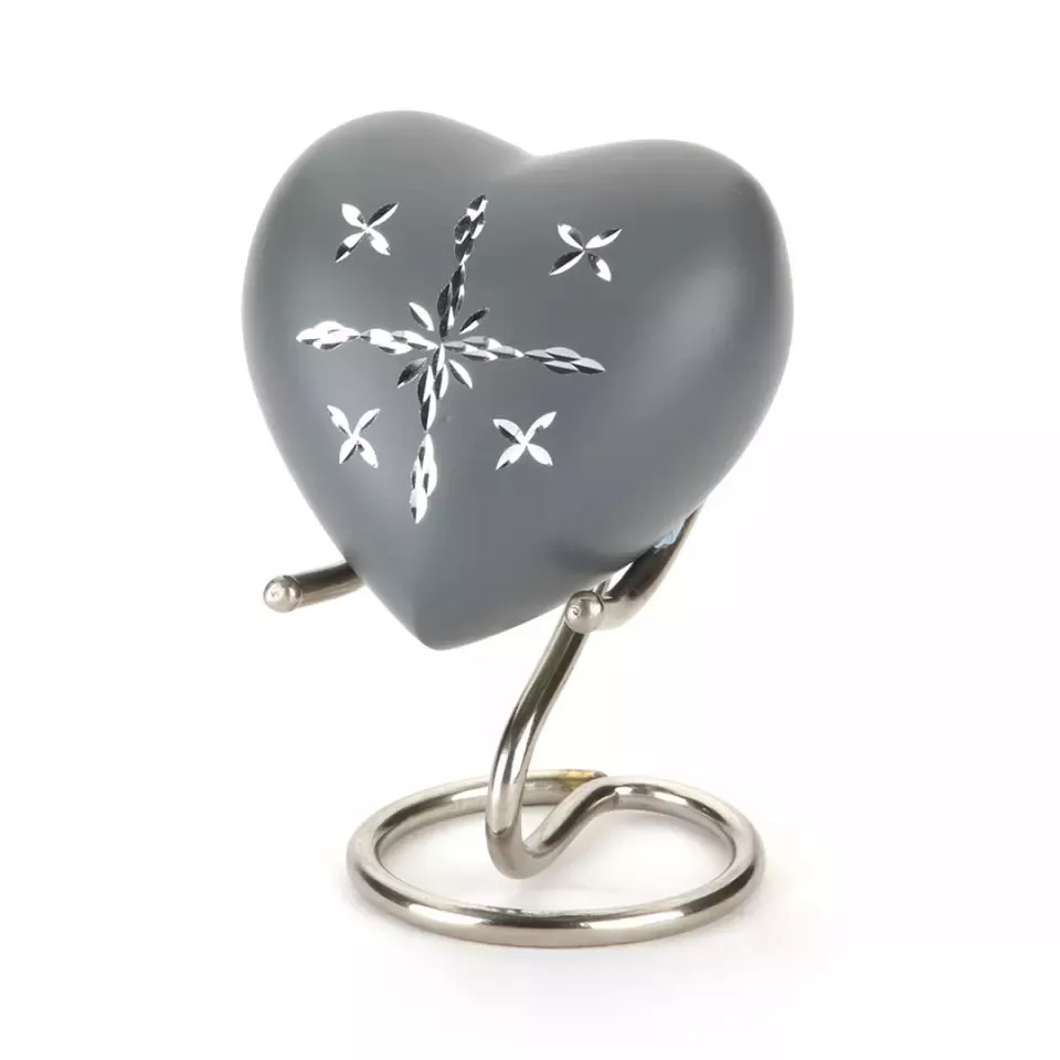 Coffin casket Heart shaped wholesale cremation urns funeral urns with velvet box