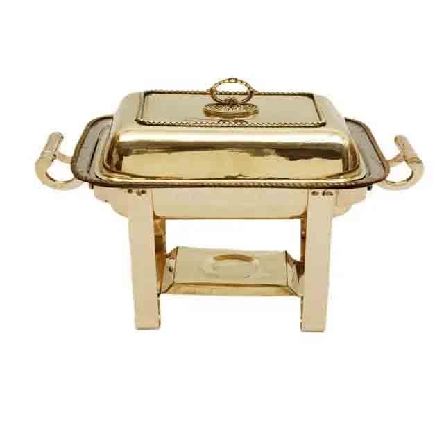 Copper Round Chafing Dish Handmade Hot Selling and High Quality Buffet Set Food Warmer Set with Lid and Openwork Fuel Holders