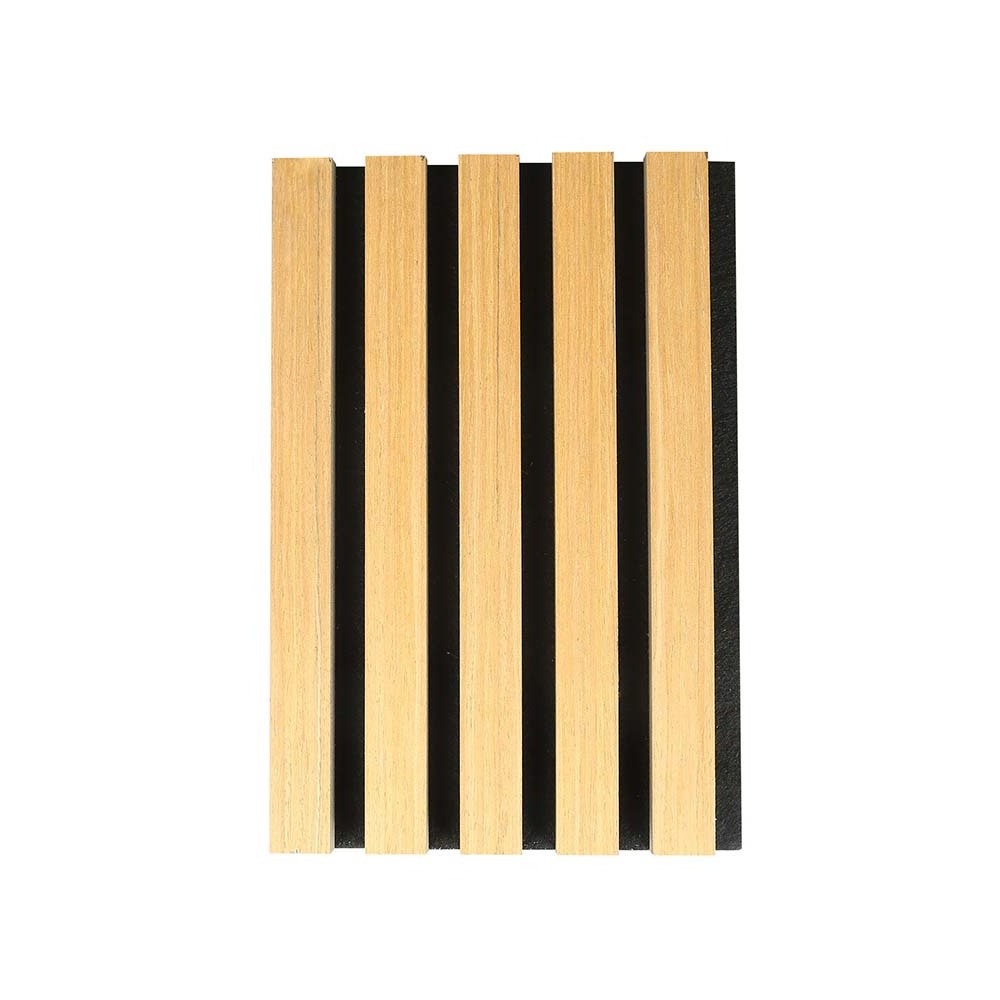 2440*600*22mm Oak Acoustic Slat Wood Wall Panels Entertainment home MDF board and wood veneer covered with black polyester