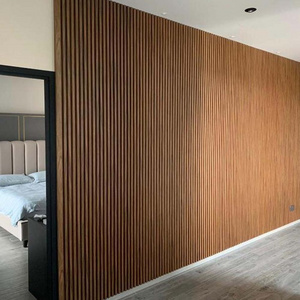 2440*600*22mm Oak Acoustic Slat Wood Wall Panels Entertainment home MDF board and wood veneer covered with black polyester