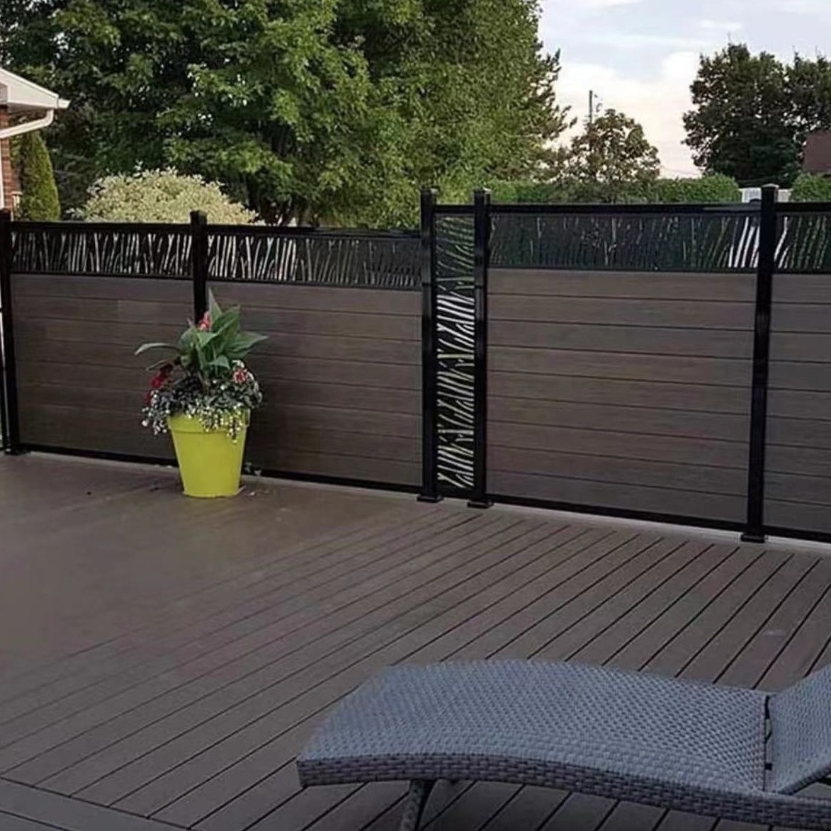 1800mm 2000mm 6ft 8ft wood composite plastic slats fence panels uv resistance wpc pvc decoration fencing for outdoor garden