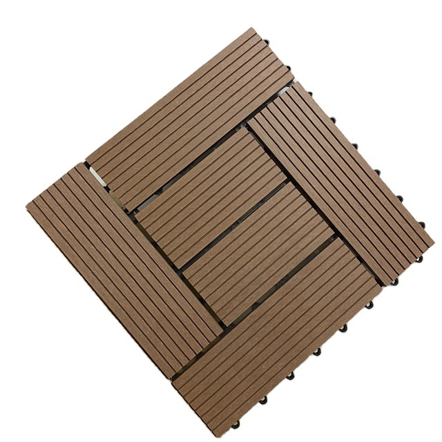 Outdoor wpc grooves decking planks waterproof easy installing interlocking diy composite decking tiles