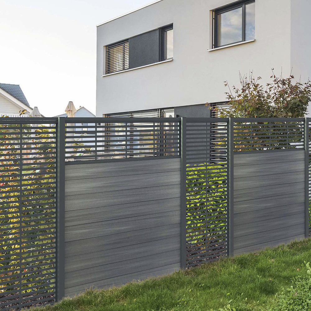 garden exterior UV resistant and waterproof aluminium fencing post frame wood plastic composite wpc fence panels