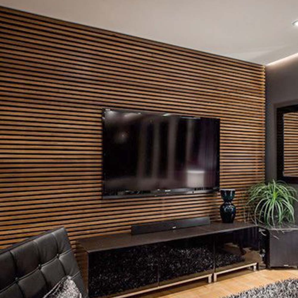 Modern Interior slatted MDF polyester felt raw wood look acoustic anti sound wall panels