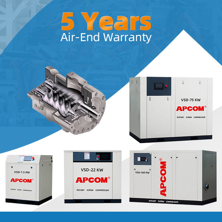 APCOM silent compressor 15hp 11kw screw air compressor 220V single phase 60HZ industrial air compressor