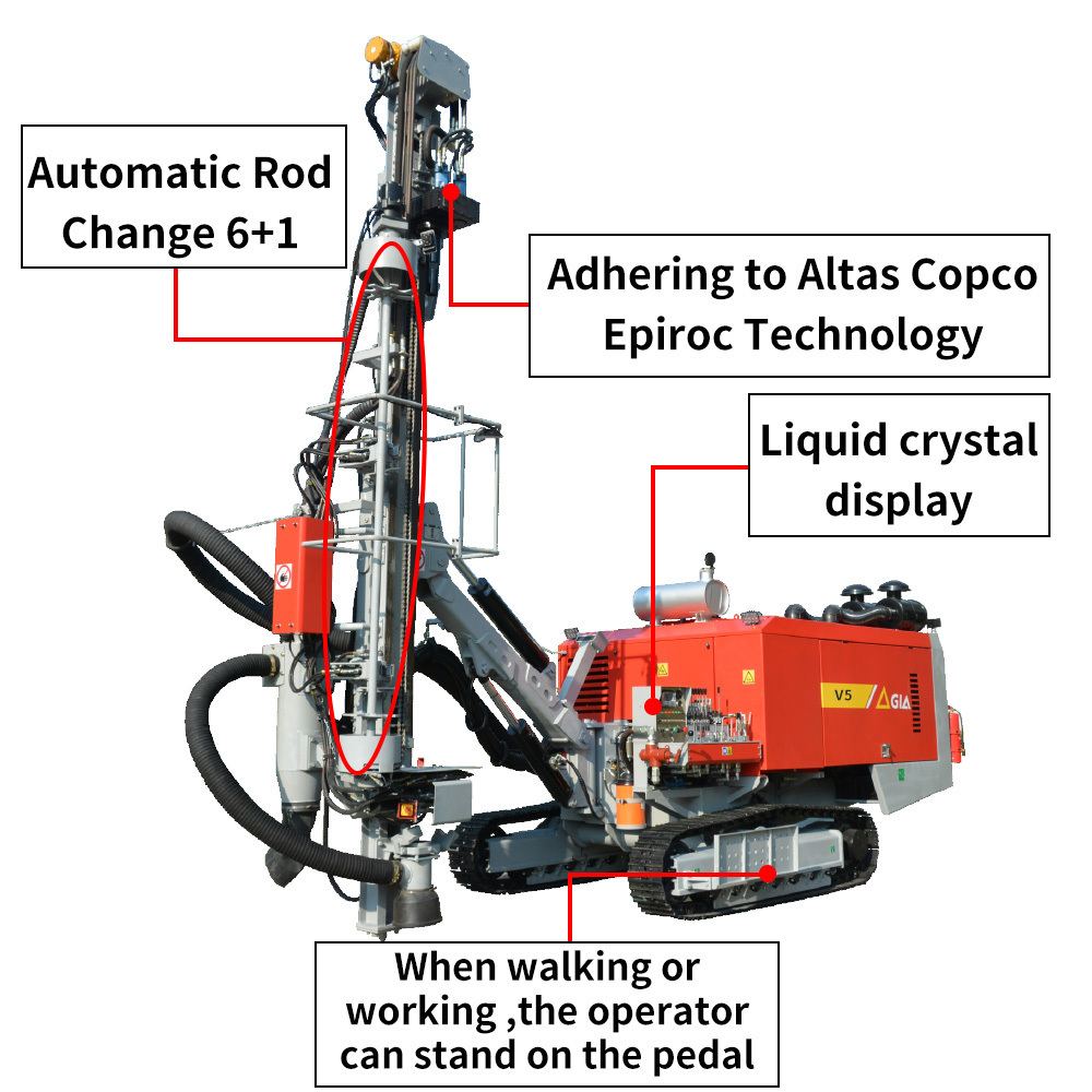 Drilling Rig Portable Pneumatic Crawler Rock APCOM V5 DTH Rotary Drilling Rig Drilling Diesel engine machines