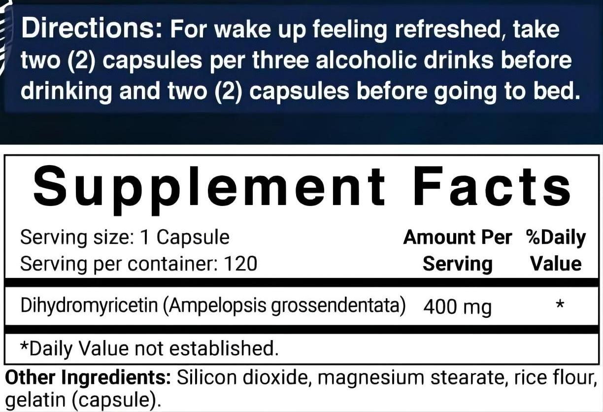 Non-GMO Plant Based Dihydromyricetin DHM Capsules Better Morning After Celebration, Alcohol Consumption Support Supplement